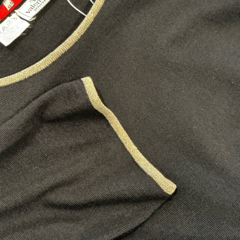 Valentino Black sweater knit top with Gold Trim - Picture 7 of 7